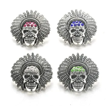 

10pcs/lot Indians Snap Jewelry Boom Life Metal Rhinestone Snap Buttons Fit 18MM Snap Bracelet For Women DIY Charms 4437