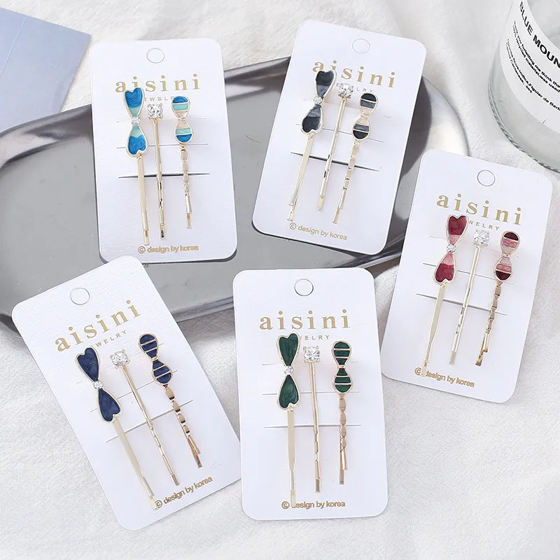

Free Shipping Fashion women's bow hairpins with rhinestone elegant ins hairclips for girls side clips korea Hair accessories