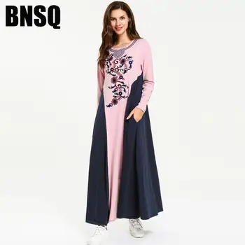 

Fashion longer plus size embroidery muslim robes syari abaya female full length hit color islamic muslim abaya wq1878