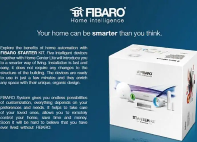 Контроллер домашней автоматизации Fibaro Zwave комплект с датчиком движения/датчиком потока/датчиком дыма/датчиком двери/Home центр lite