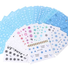 30 шт микс Снежинка наклейка на ногти водная переводная наклейка белая черная Рождественская обертка Фольга для татуажа Слайдеры для нейл-арта маникюра SA862