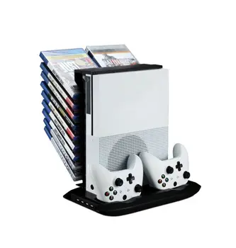 

Xboxone S Multifunctional Disk Storage Tower with 2 Controller Charging Dock and Console Cooling Fan Cooler for Xbox One Slim