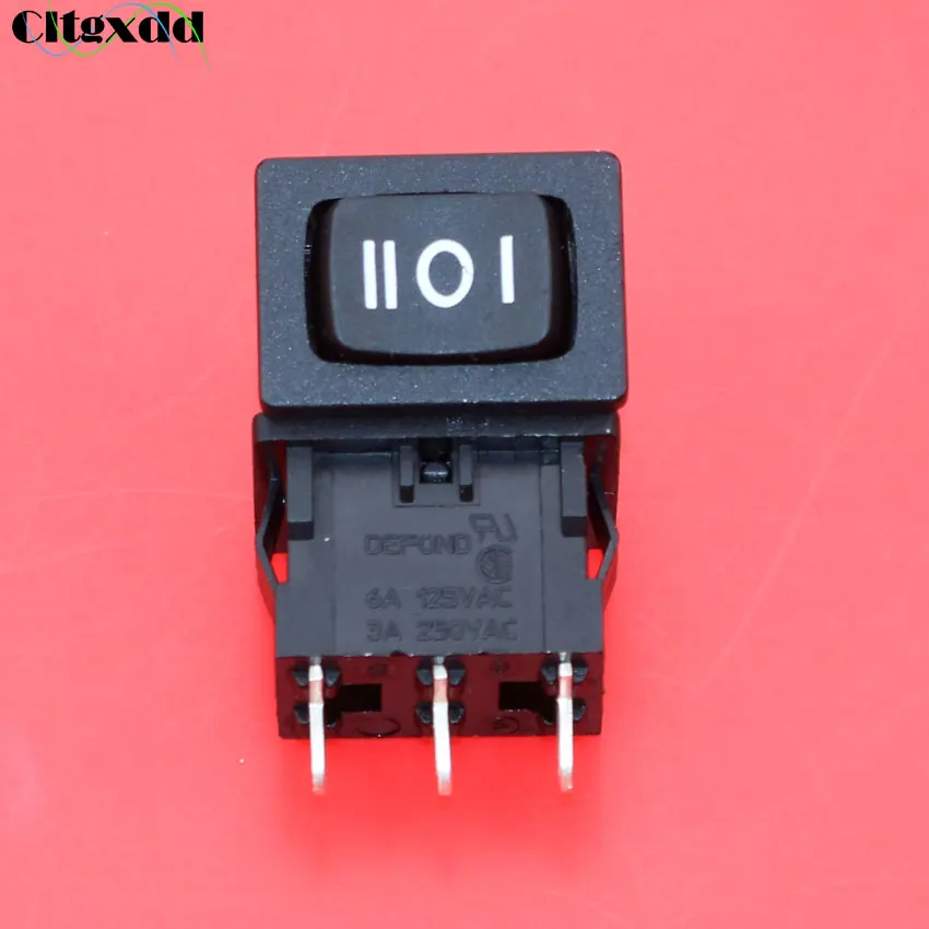 

cltgxdd 10pcs 3 Pin 3A 250V / 6A 125V 10*15mm Black Button Rocker Switch ON OFF ON 3 Position AC 10X15 Mini Rocker Power Switch