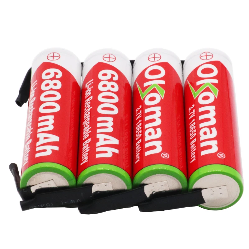 Okoman Original18650 батарея 3 7 v 6800 mah 18650 литиевая аккумуляторная для фонариков батареи + DIY