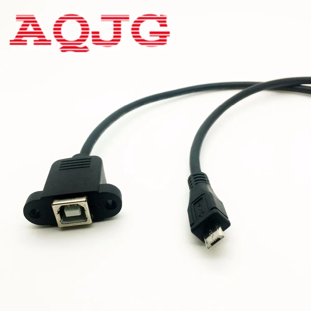 

100pcs/lot 50cm USB 2.0 B Female socket Printer Panel Mount to USB Micro B 5 pin male Extension cable 30cm AQJG