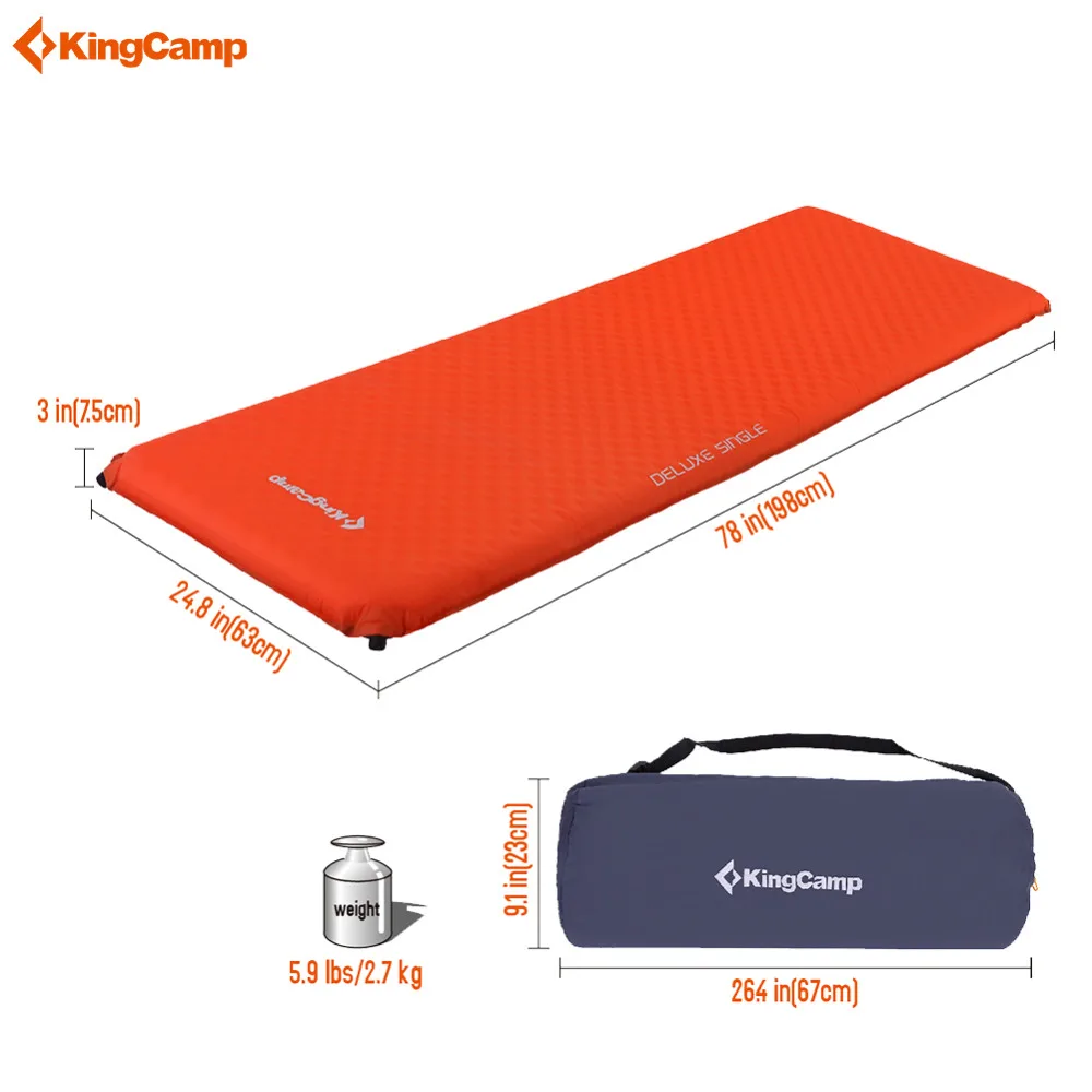 Kingcamp Self-Inflating Sleeping Mat Camping Pad Oversized Single Durable Portable Camping Mat Deluxe for Outdoor Sleeping Mats цена Kingcamp Self-Inflating Sleeping Mat Camping Pad Oversized Single Durable Portable Camping Mat Deluxe for Outdoor Sleeping Mats цены онлайн