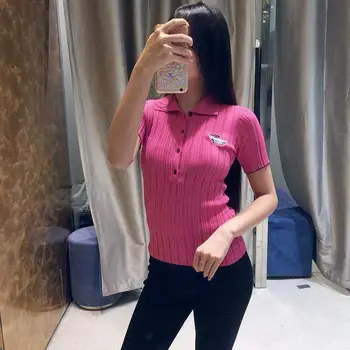 

2019 new turn down collar short sleeve women thin pullover shirt women