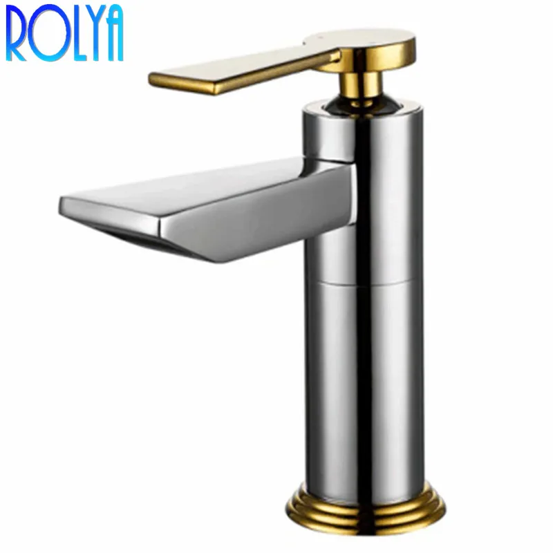 

Rolya Wholesale Patent Design Chrome/Golden/Brushed Single Hole Lavatory Faucet Bathroom Basin Faucet Sink Mixer Taps