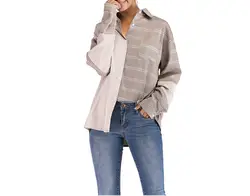 Женская блузка с длинным рукавом Пэчворк клетчатый воротник с лацканами Повседневная 2019 Осень Весна Повседневная Женская рубашка с