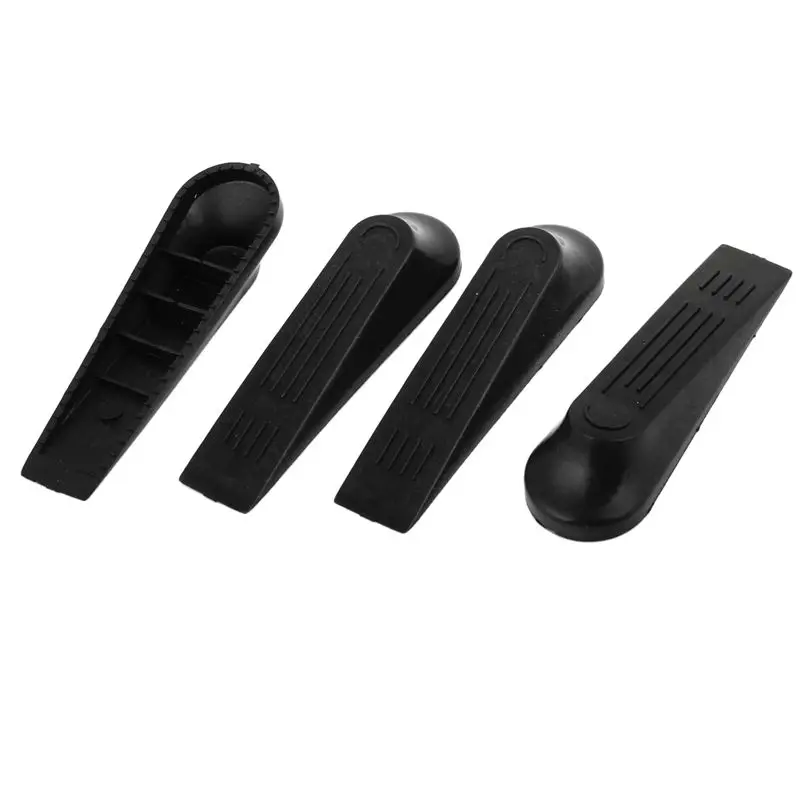 

4 pieces plastic black non-slip stopper doorstop door buffer door wedge