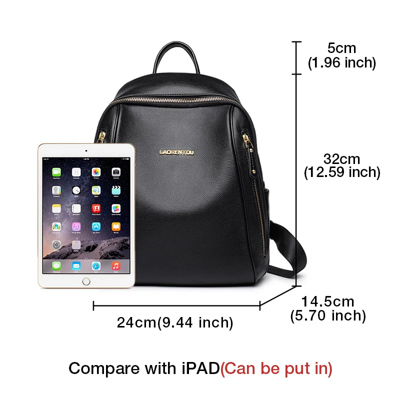 LAORENTOU Brand Women Backpack Large Capacity Lady Solid Bag School Bag for Teenage Large Capacity Multifunctional Bag