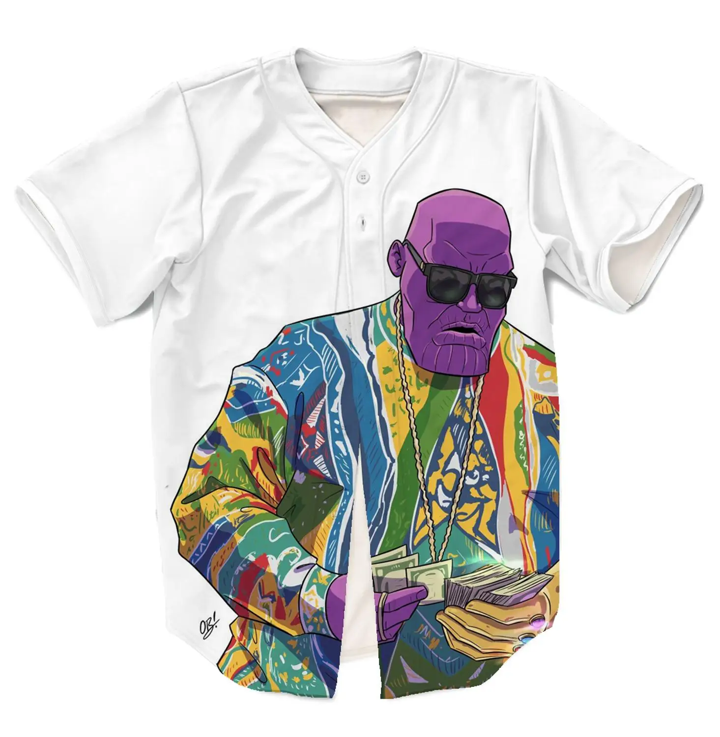 

Real American Size Thanotorious white 3D Sublimation Print Custom made Button up Jersey plus size