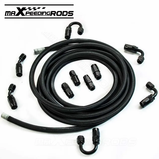 16.4FT/5M AN6 6AN Stainless Steel Nylon Braided Oil Fuel Hose Line