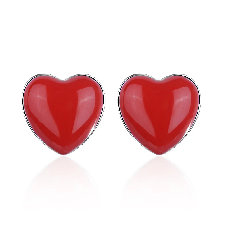

New Fashion Small Love Red Heart Resin Stud Earrings Women Jewelry Girl