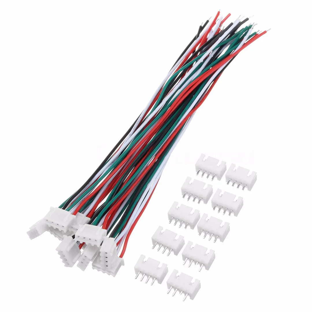 10 Set  Mini Micro JST XH 2.54mm 4 Pin Connector Plug  With 24AWG 1007 Wires 150mm Length
