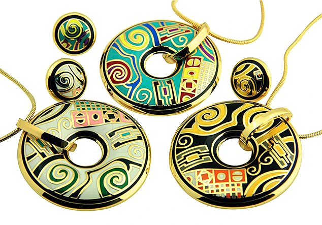 

RED SNAKE Great Value! Color 2016 Brand Product Gold-color Abstract Pattern Enamel Jewelry Sets Necklace/Earrings