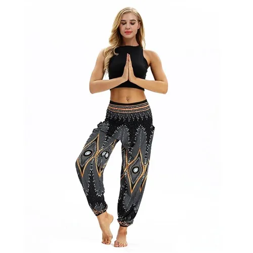 Raisvern женские свободные тайские шаровары, Boho Festival Hippy Aladdin Smock, брюки с высокой талией, Pantalon Femme, повседневные шаровары - Цвет: D101602