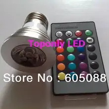 E27 3 Вт rgb Светодиодный прожектор с 16 видов цветов Изменение Тип+ ИК-пульт дистанционного управления, 30 шт./лот и розничная торговля, FedEx через dhl или ems