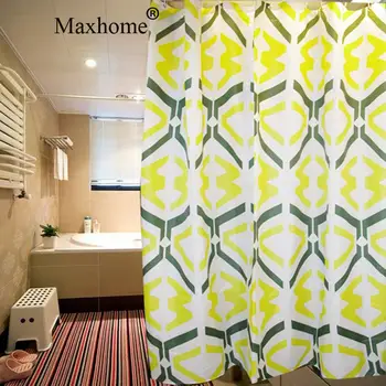 

Nordic Milk Yellow Bathroom Waterproof Polyester Thickened Shower Curtain With 12pcs Curtains Hooks Rings Home Deco Accessories