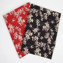 Изящная черная и красная Сакура, Восточная вишня, вишневый цвет, напечатанная хлопковая ткань 50x135 см, Цветочная Лоскутная DIY швейная ткань Dres