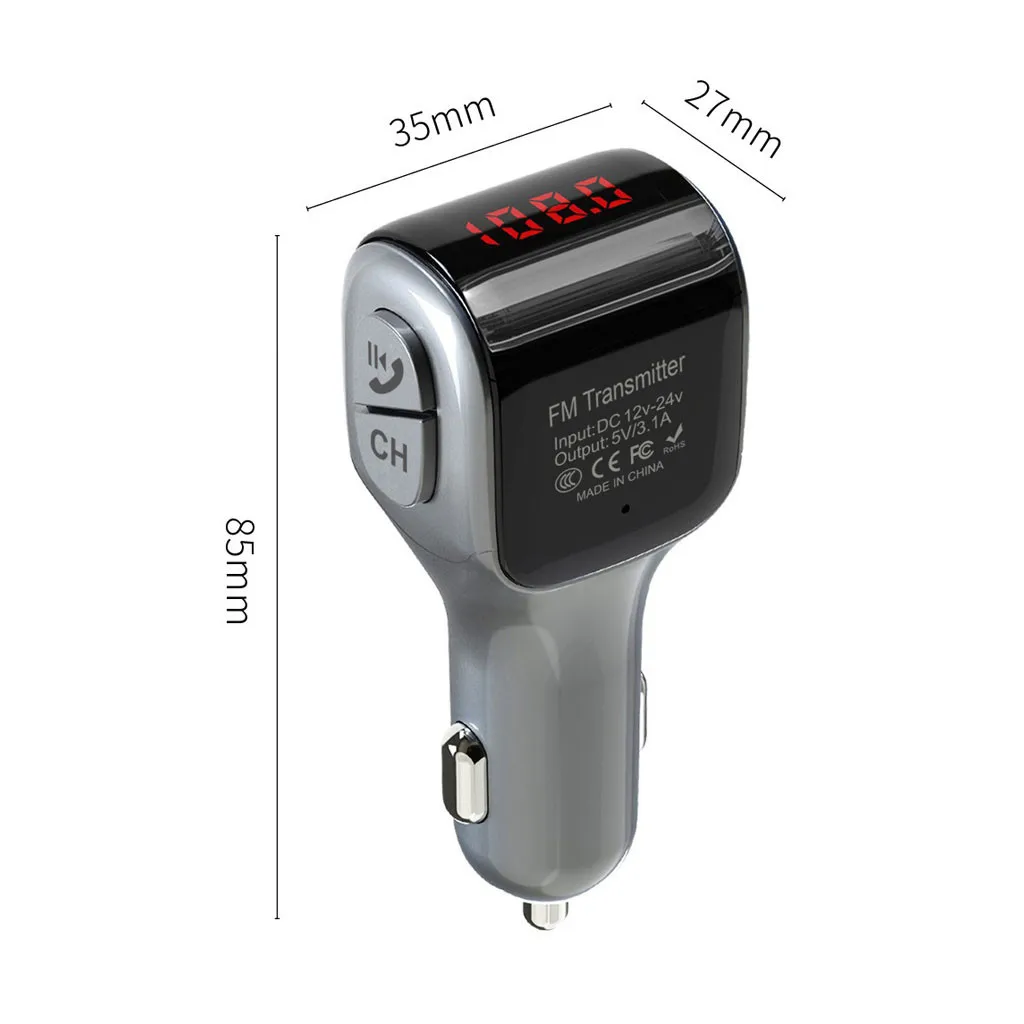Мини Автомобильное зарядное устройство fm-передатчик светодиодный экран дисплея USB порт зарядка автомобильные аксессуары# YL1