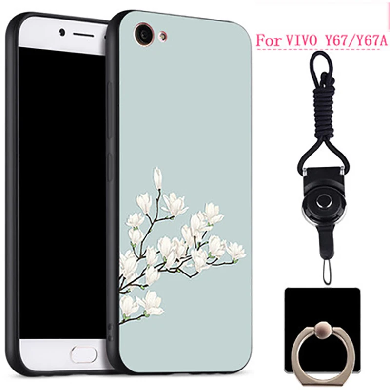 2 шт. силиконовый чехол для vivo Y67 y67 Дело Мягкие TPU крышка цветок мило Y 67 Y67A|Бамперы|