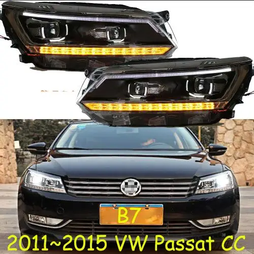 2 шт., динамическая видеокарта, Стайлинг для Passat B7, фары 2011, 2012-, Америка, Passat CC, светодиодный фонарь, DRL, биксеноновые линзы - Цвет: Model1 style