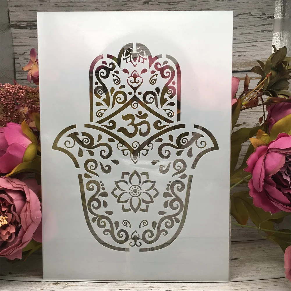 

A4 29cm Palm Shape Flower DIY Layering Stencils Wall Painting Scrapbook Coloring Embossing Album Decorative Paper Card Template