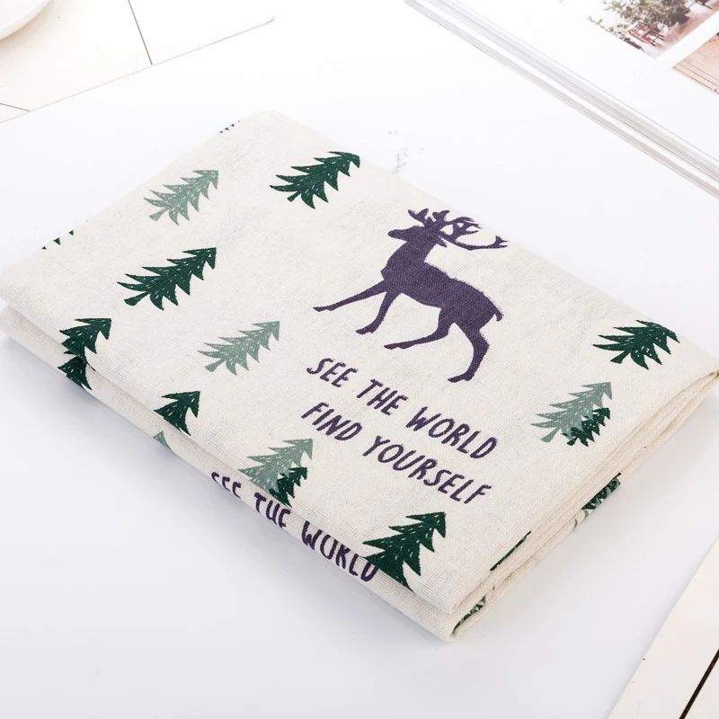 

50*145cm Printed Deer linen fabric by half meter for DIY sofa curtain tablecloth cotton Cloth Material