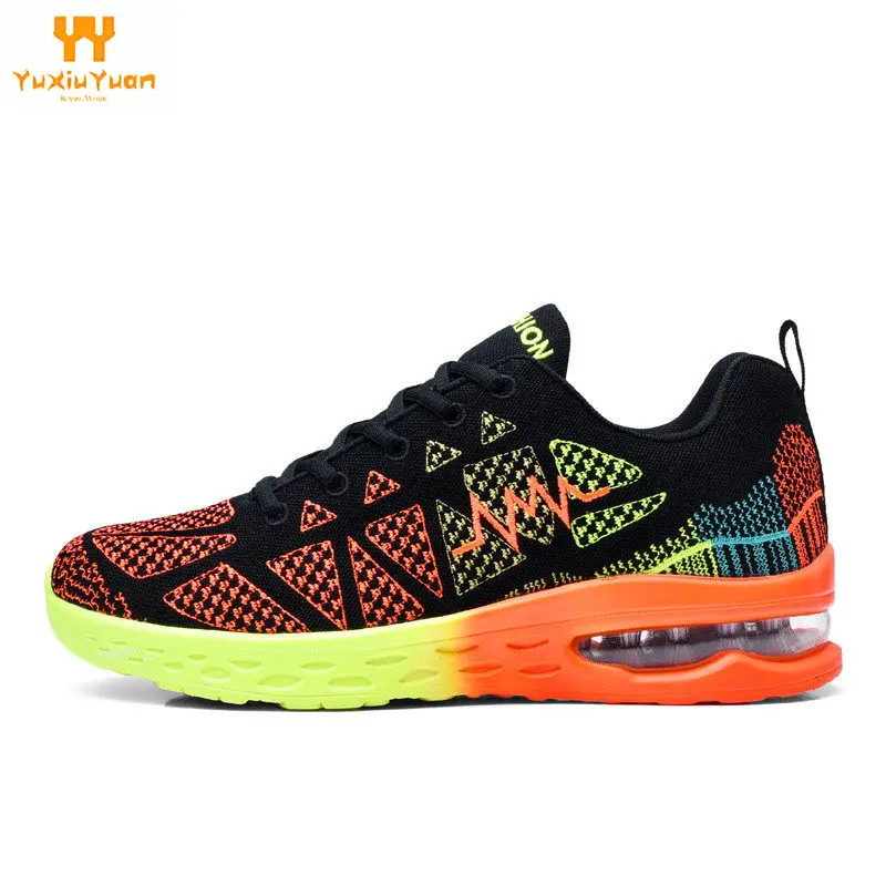 

Direct Selling Colors 2018 Couple Sneakers Flying Line Knit Men's Shoes Breathable Cushion Air Running Free Shipping