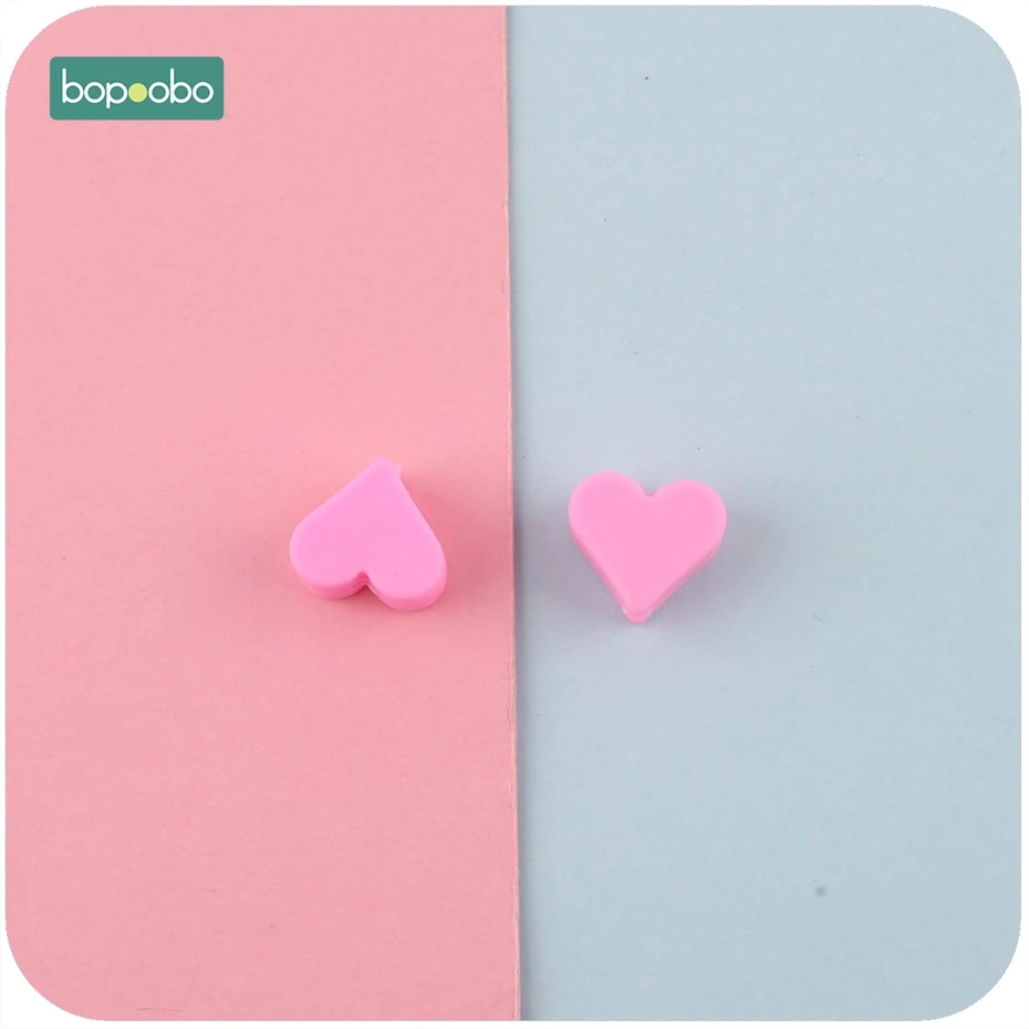 Bopoobo силиконовые бусины в форме сердца 10 шт. 14 мм пищевой Прорезыватель Diy Ювелирные изделия сенсорные игрушки ожерелье или для браслетов