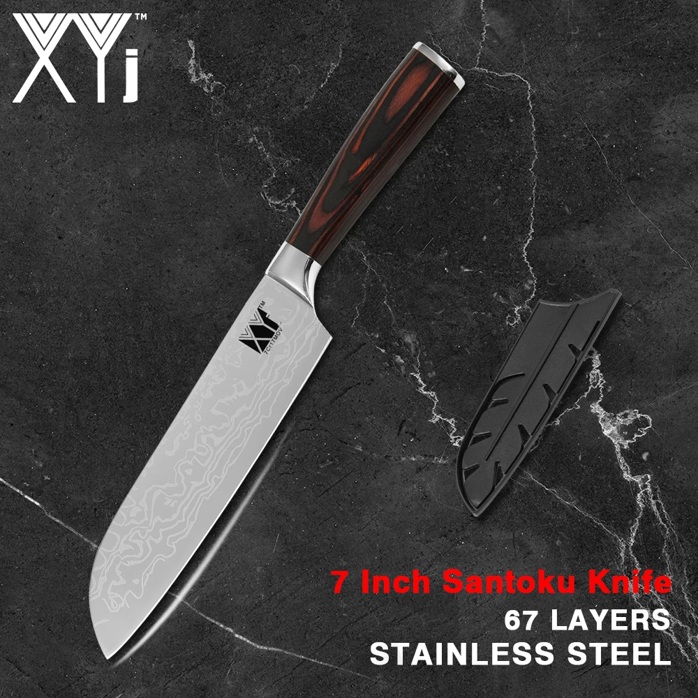 

XYj 7 Inch Santoku Knife Kitchen Cooking Knives Sharp Blade Cleaver Slicing Vegetble Knife Cutter For Meat Fish Kitchen Tools