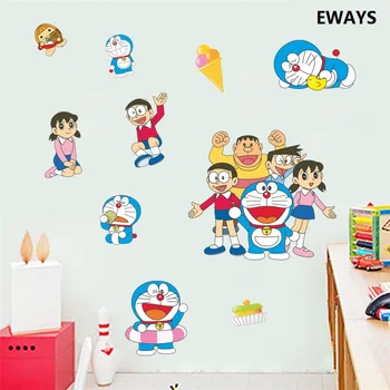 

Children Reading Room Wall Sticker With Cartoon Theme Doraemon and Animals Room Decorated Sticker for Kid Birthday Party