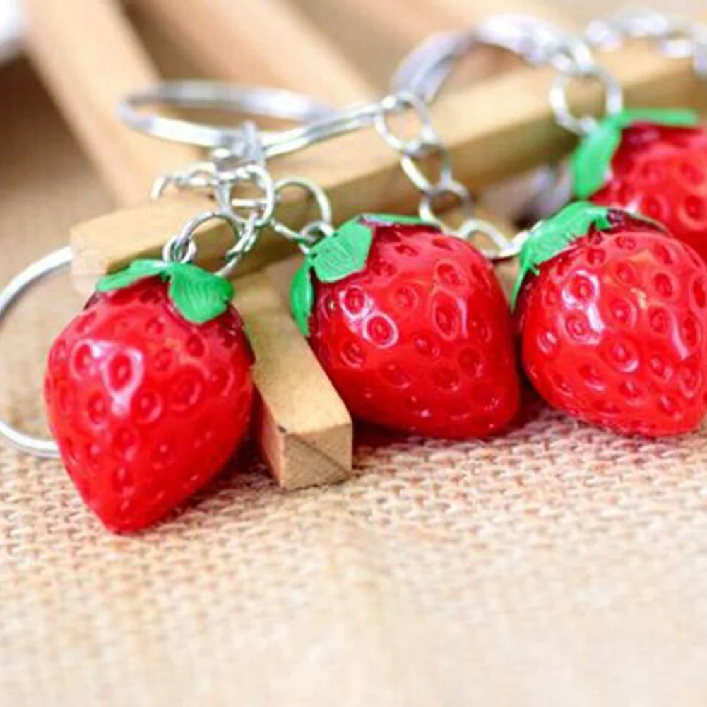 1 Piece! Fruit Key Ring Little Strawberry Keychain Cute Key Ring For