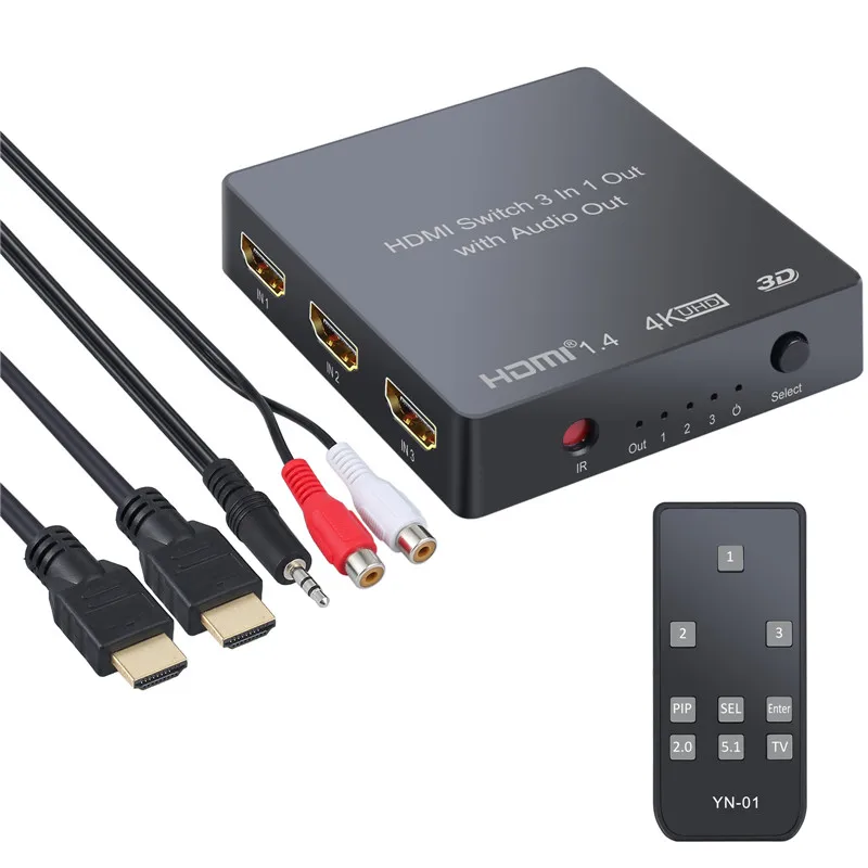 LiNKFOR 4K 3D 1080P PIP HDMI коммутатор с аудио экстрактором конвертер аналоговый оптический Toslink SPDIF выход с ИК-пультом дистанционного управления