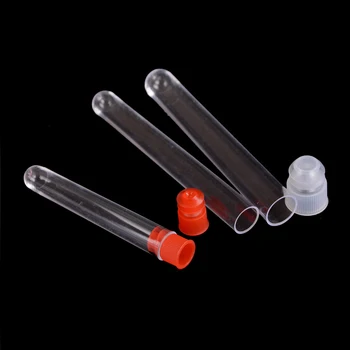 

10PcsPlastic Transparent Good Test Tubes With Lid Caps Vial Sample Containers U Shaped Bottom Lab Equipments 15*100mm