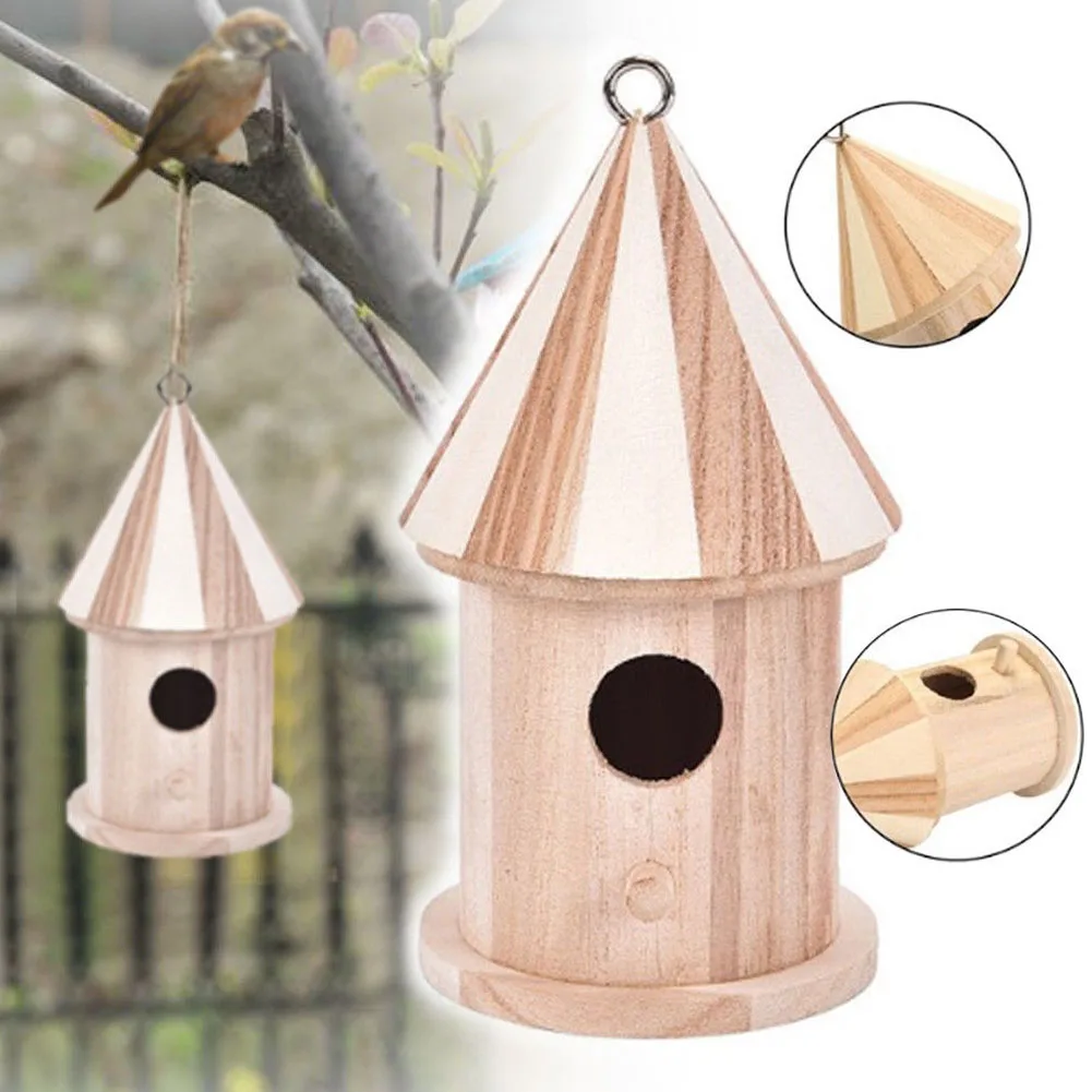 

Decorative Breeding Outdoor Garden Durable Hanging Nest Hole Craft Wooden Solid Box Breathable Bird House Parrot Home