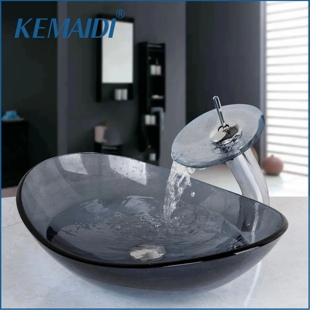 KEMAIDI البيضاوي الحمام حوض سفينة الغرور بالوعة الحمام خلاط حوض مغسلة النحاس صنبور مجموعة w/استنزاف