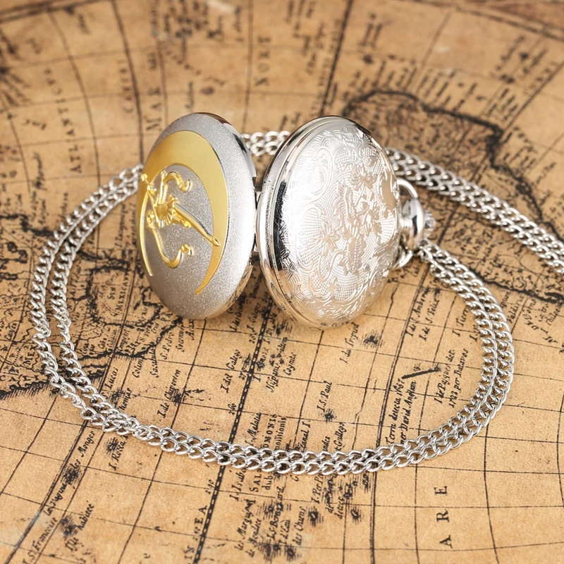 Новая мода, серебряные большие кварцевые карманные часы, роскошные золотые матросские лунное ожерелье, подвесное ожерелье с цветами из ротанга, карманные часы, подарки