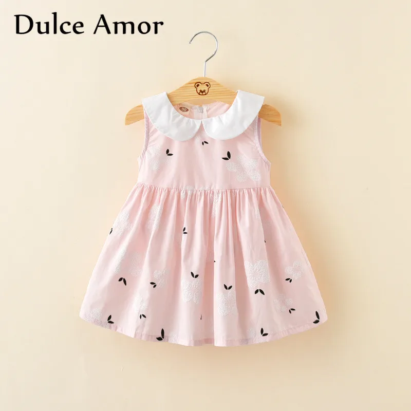 

Dulce Amor Girls Dress Cute Princess Dresses Sundress 2018 Summer Sleeveless Embroidery Floral Girls Vest Dress Girl Clothes