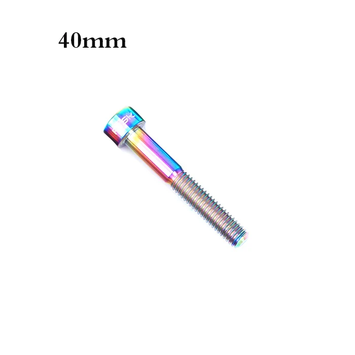 Риск 1 шт. M6* 30/35/40/50 мм велосипедная рулевая колонка болты TC4 Титан сплав Винты Горный Дорожный велосипед Велоспорт болты 3 цвета - Цвет: Rainbow M6x40mm