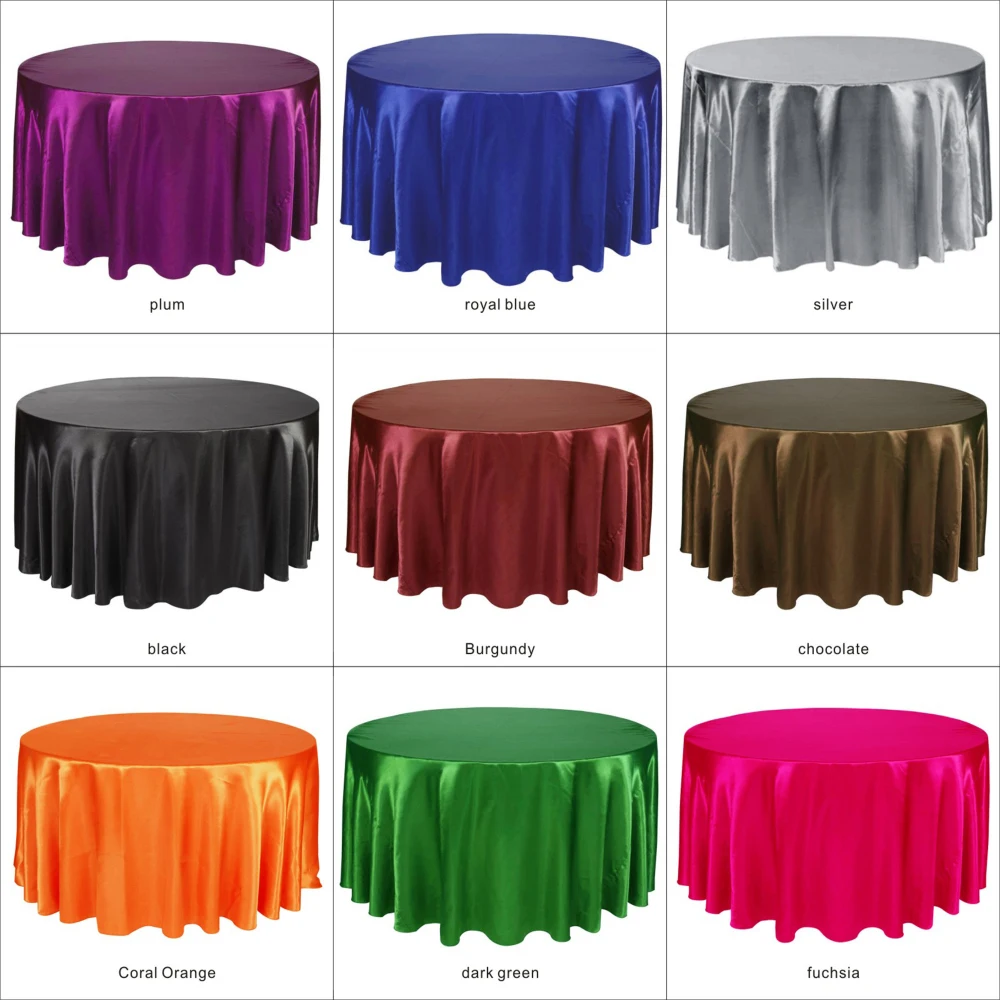  10pcs/Pack Silver Color 120 Inch Round Satin Tablecloths Table Cover for Wedding Party Restaurant B