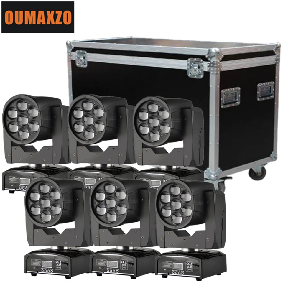 Movendo a Cabeça de Impressão Movendo a Cabeça 6 Pçs e lote & Flightcase Zoom Lavagem Feixe 4 em 1 12 w x 7 Pcs Led Mini X4s Zoom 7 Pcs 12 w Levou Glp