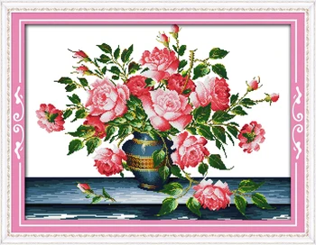 

Rich rose, counted printed on fabric DMC 14CT 11CT Cross Stitch kits,embroidery needlework Sets, Home Decor