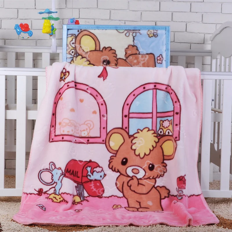 

2018 Baby Blanket Double Thickening Newborn Cartoon Blanket Is Double-sided Printed Wool Blanket Embossed Soft and Comfortable