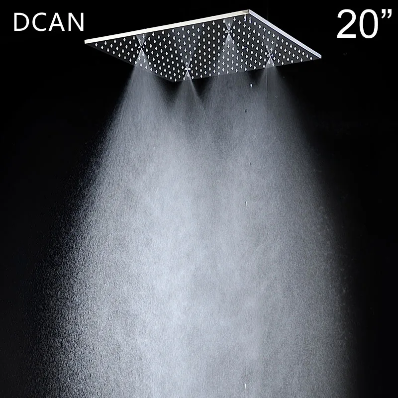 Многофункциональные светодиодные насадки для душа 20 '' Потолочные ливневые дожди СПА массаж тумана большой душ - Цвет: BD018-1-20inch-noled