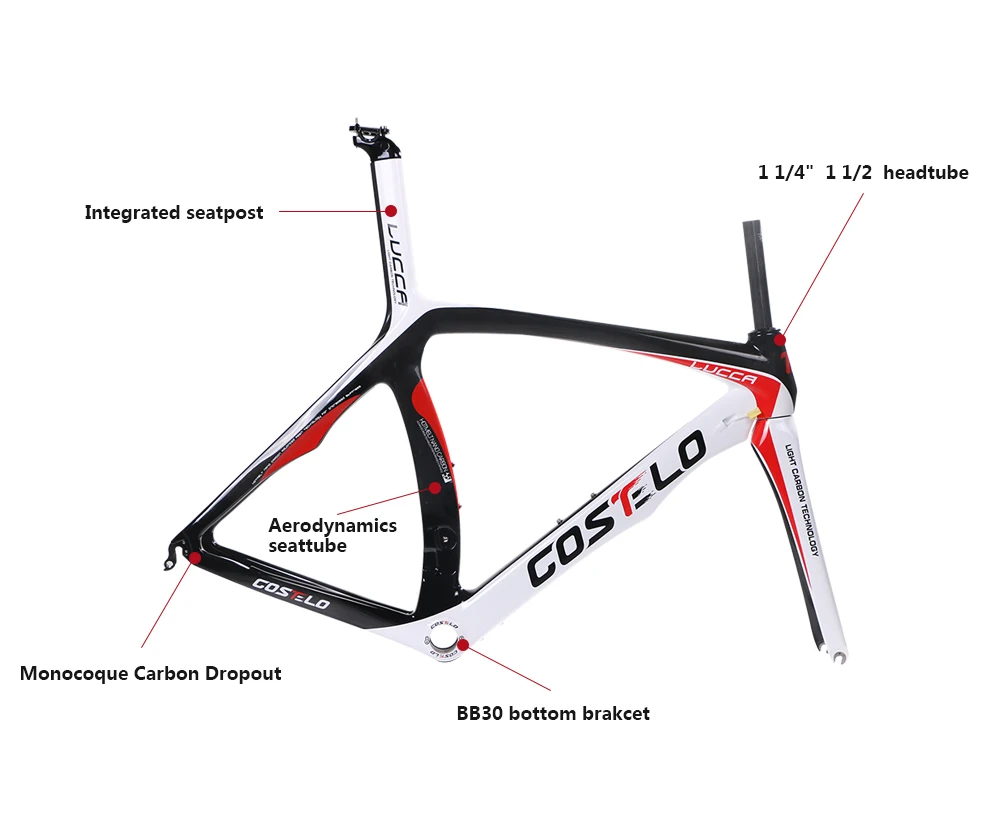 Cheap 2016 costelo lucca rb1000 carbon road bike frameset costole bicycle bicicleta frame Full T1000 carbon fiber bicycle frame bb30 5
