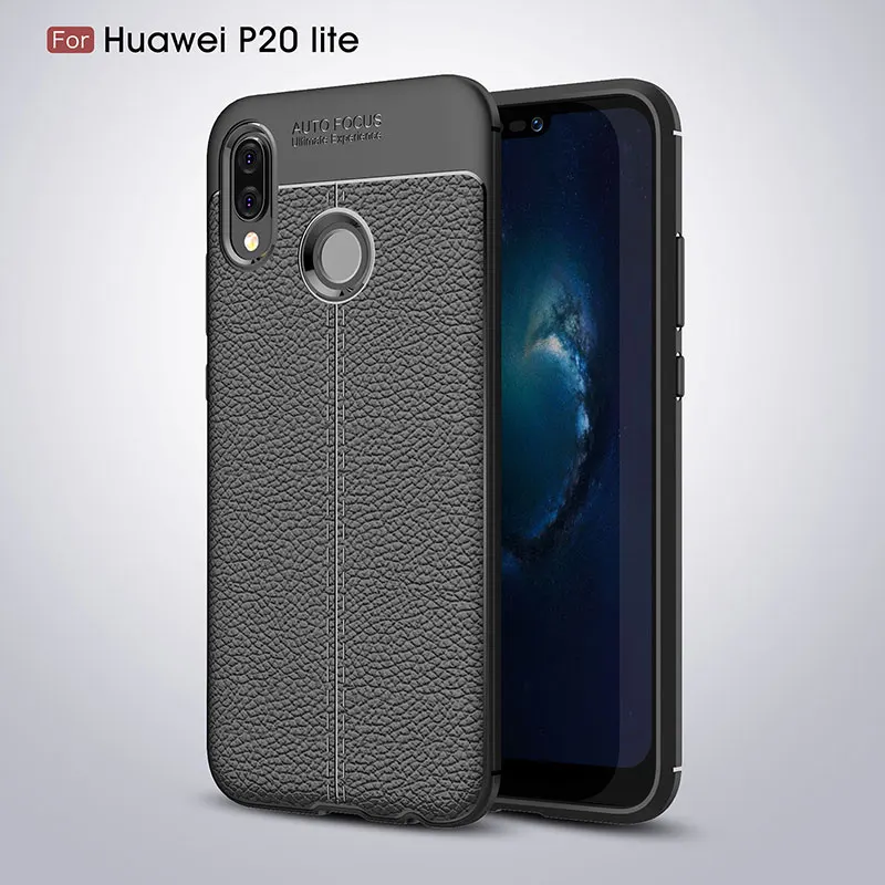Cases for Huawei P20 Lite Back Cover Litchi Pattern TPU Silicone Soft Case Coque For |