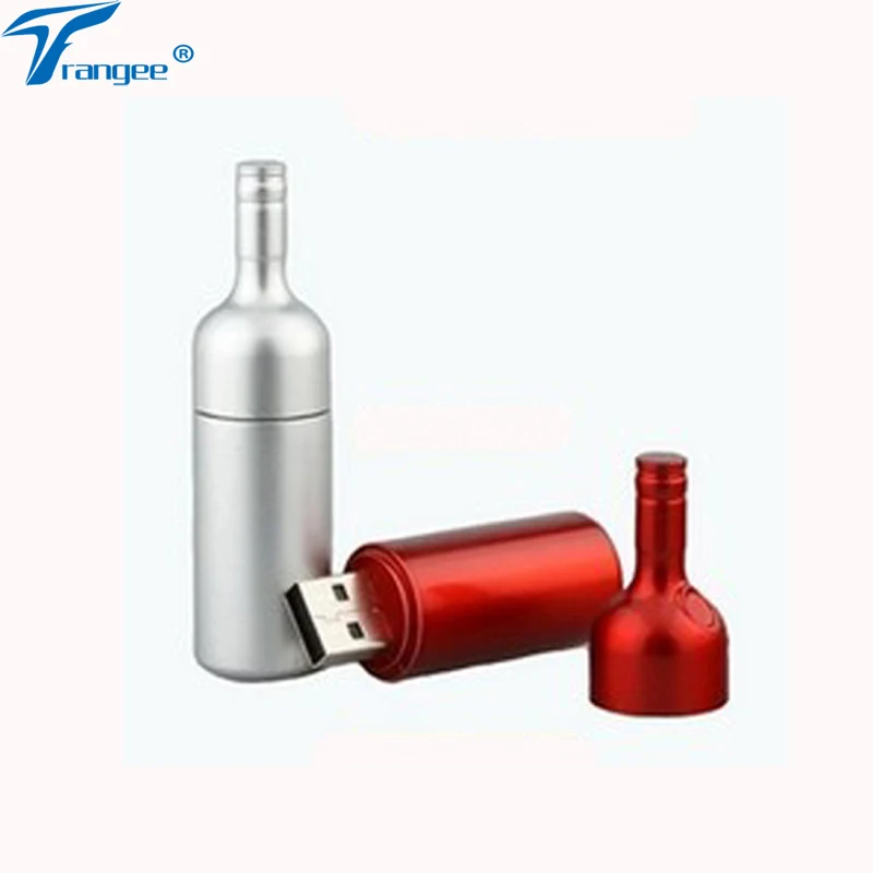 Trangee USB Flash Drive Wine Bottle 8GB 16GB 32GB USB 2.0 Memory Stick Pen Drive Metal Pendrive