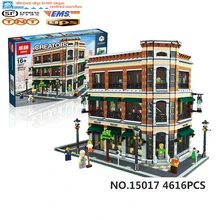 2016 LEPIN 15017 4616Pcs City Street Creator Starbucks Bookstore Cafe Model Building Kit Minifigure Brick Compatible With Legeod